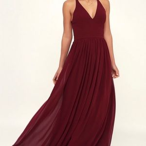 Love Spell Burgundy Lace-Back Maxi Dress